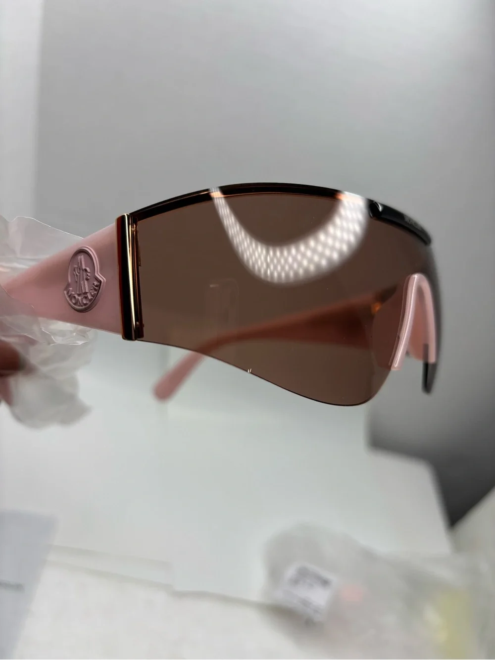Authentic Moncler Ombrate ML0247 72E Pink and Gold Frames Smoky Lens Sunglasses
